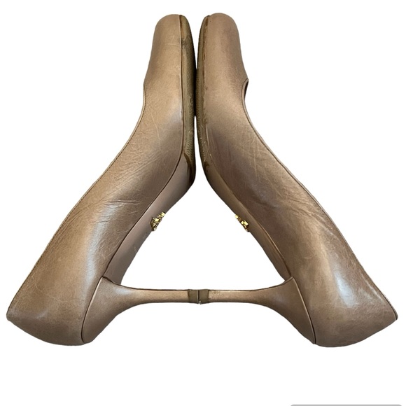 Prada Leather Cream Round Toe Heel 10 - Picture 4 of 10